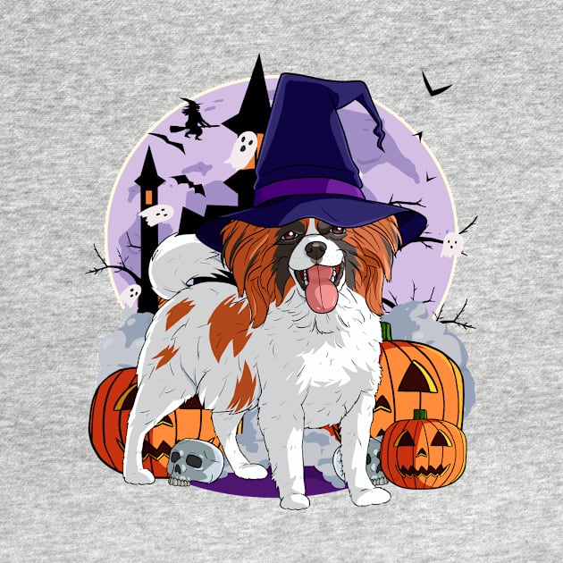 Papillon Cute Dog Scary Halloween Witch Pumpkin by Noseking